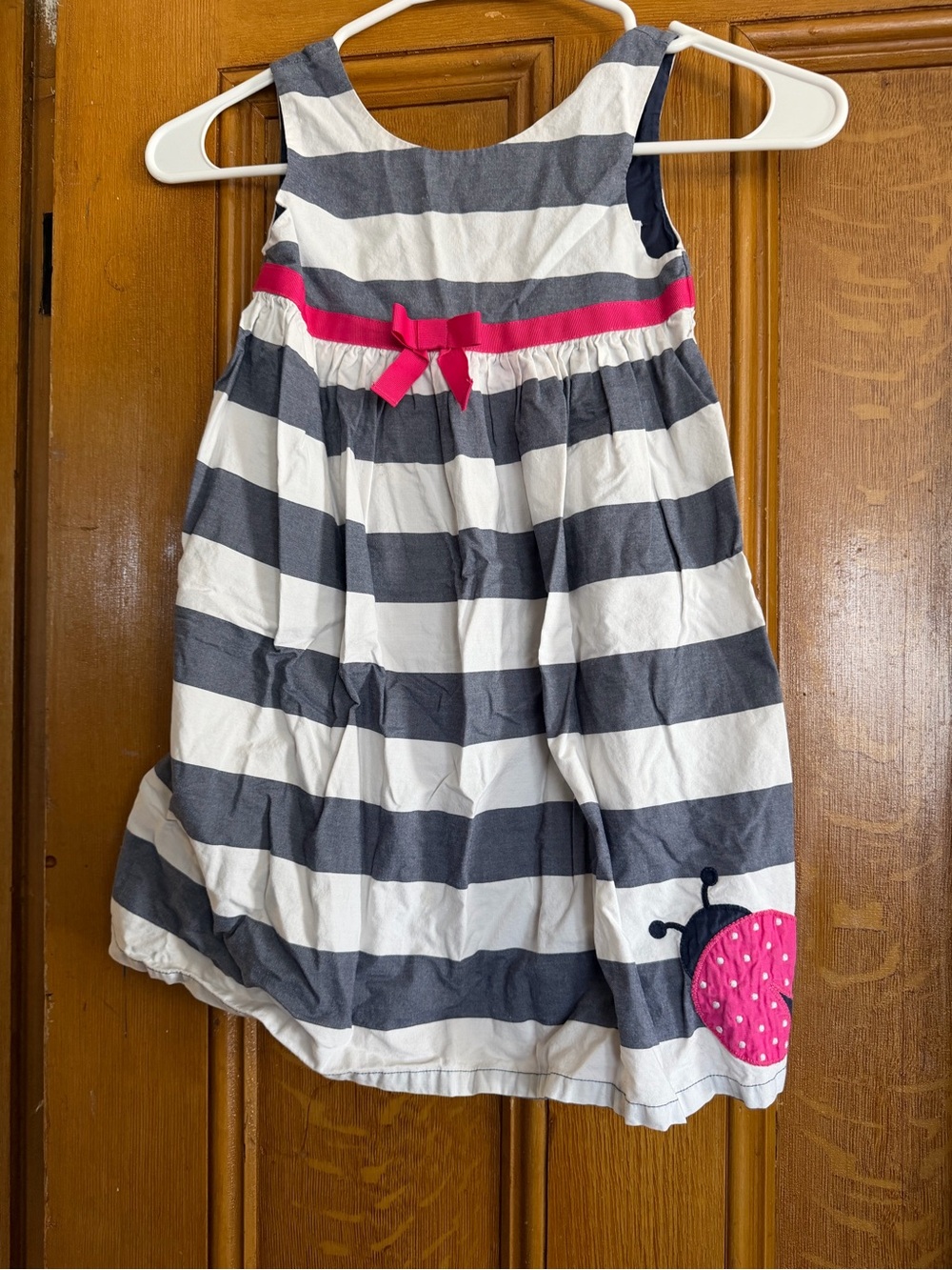 Gymboree Navy and White Striped Dress with Ladybug